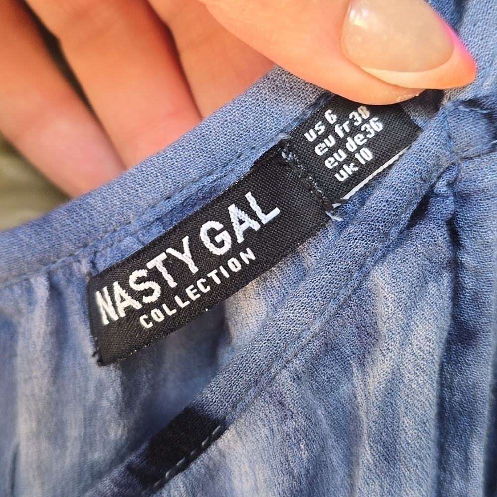 Nasty Girl Blue Tie Dye Gauze Cover Up Jumpsuit 6 M - Picture 5 of 8